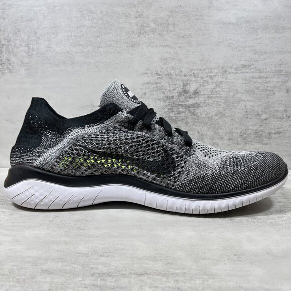 Nike Free RN Flyknit 2018 Running Shoes - Men's Size 12 - Oreo Black White - Picture 2 of 10